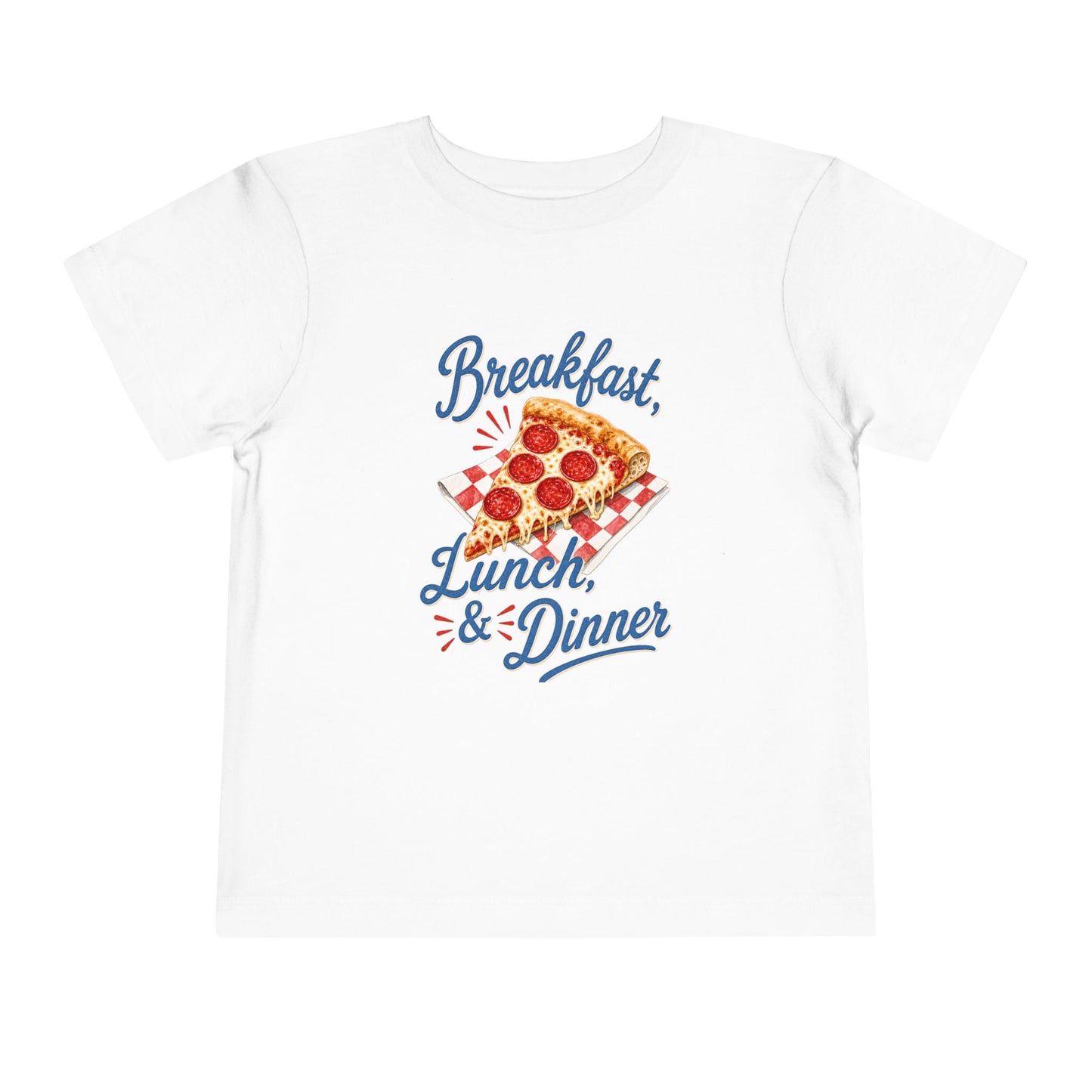 "Breakfast, Lunch & Dinner" Pizza Graphic Toddler Tee
