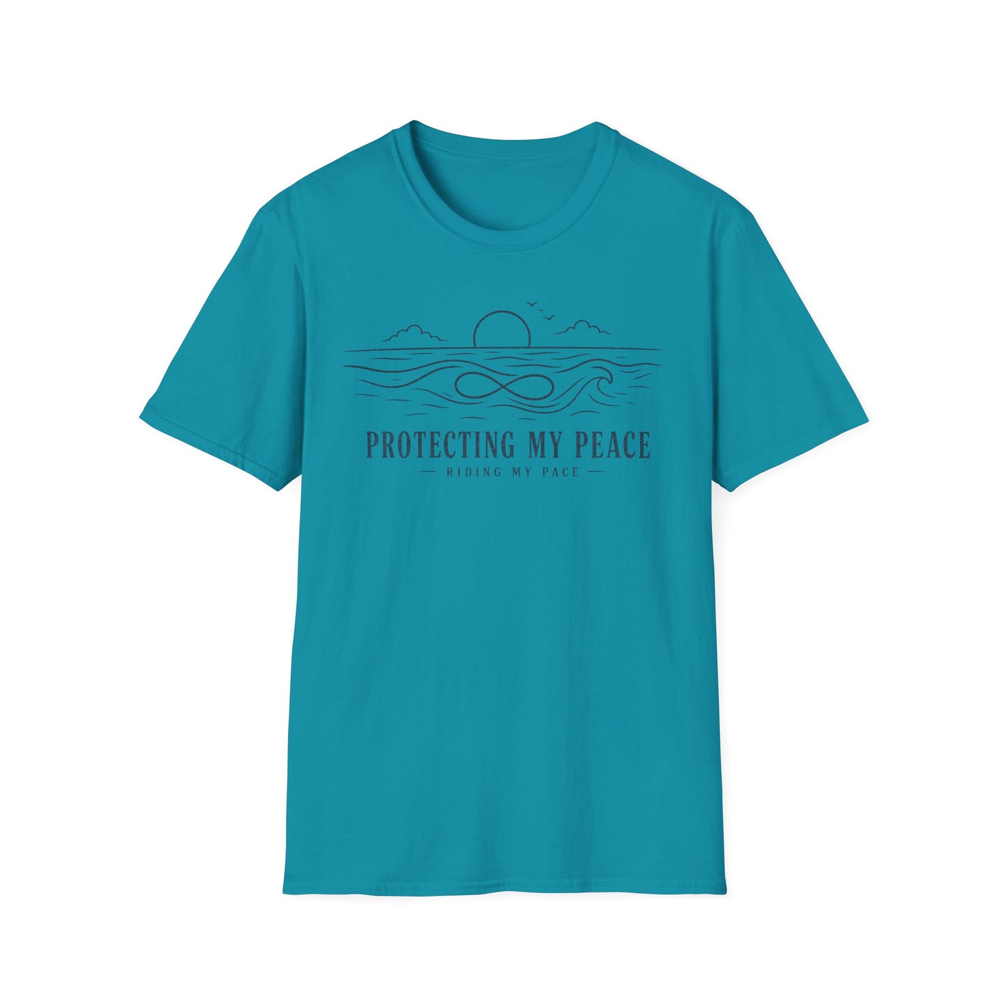 "Protecting My Peace" Ocean Sunset Minimalist Line Art T-Shirt