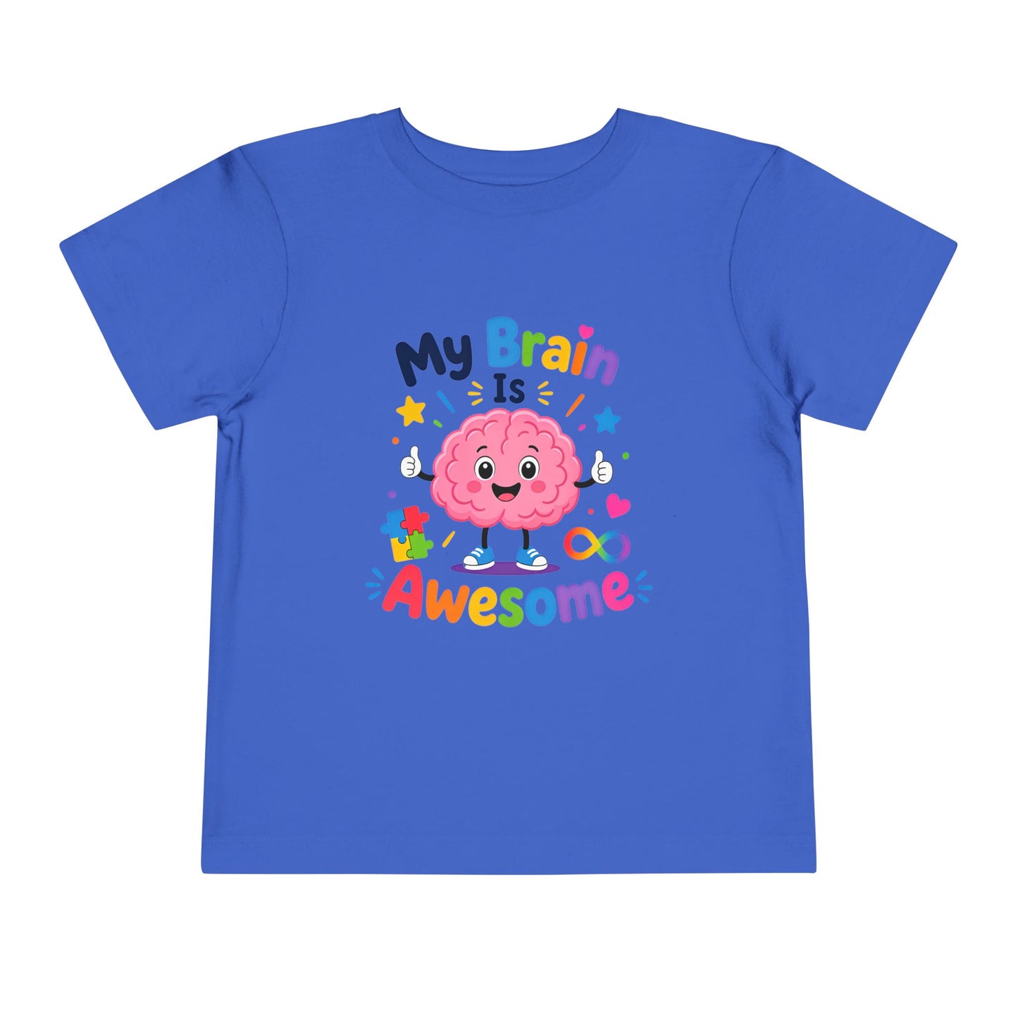 Toddler Tee — "My Brain Is Awesome" Cute Brain Graphic Kids T‑Shirt - True Royal, 5T image