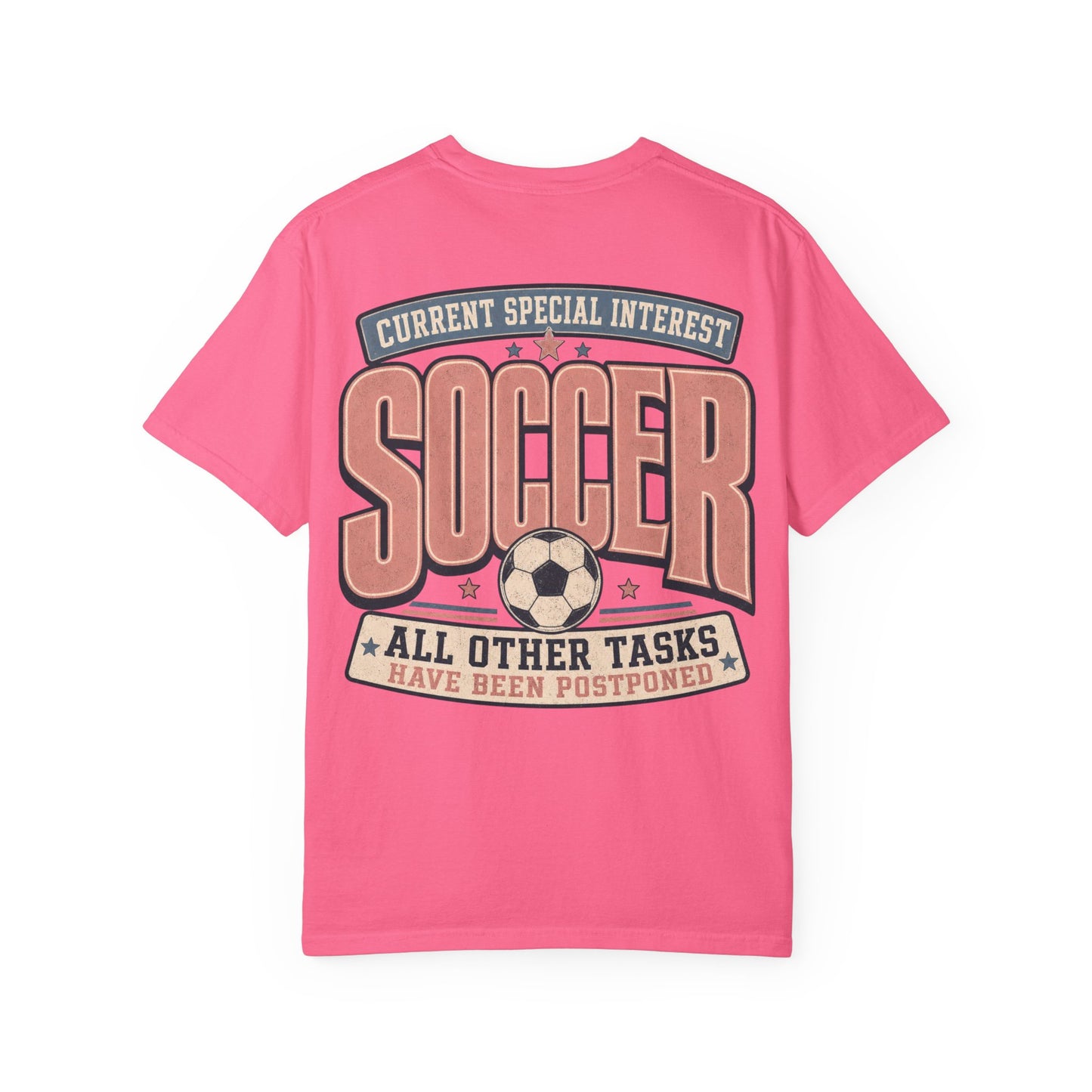 Soccer Graphic T-Shirt — “Current Special Interest: Soccer” Vintage Sports Tee Adult BACK PRINT