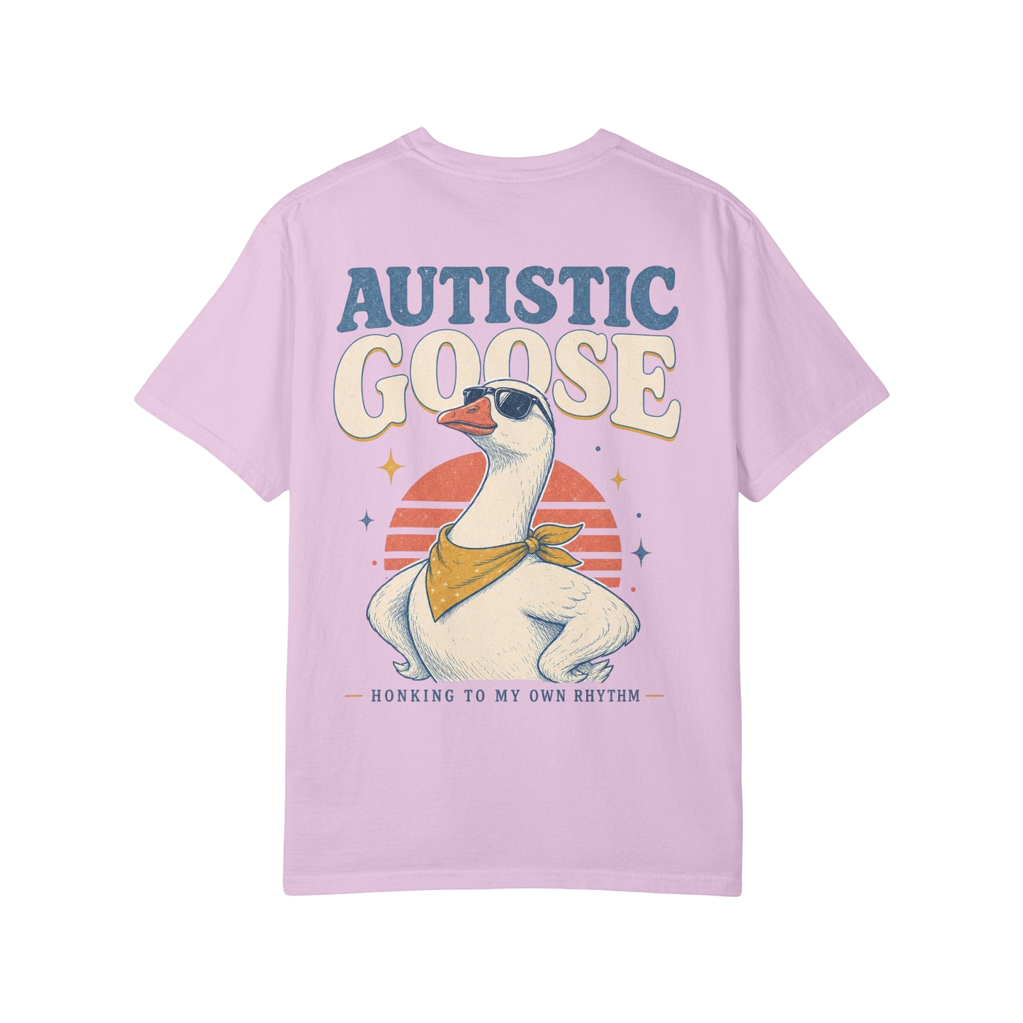 Autistic Silly Goose T-Shirt —BACK PRINT- Retro Silly Goose Design, “Working to My Own Rhythm” Autism Pride Tee