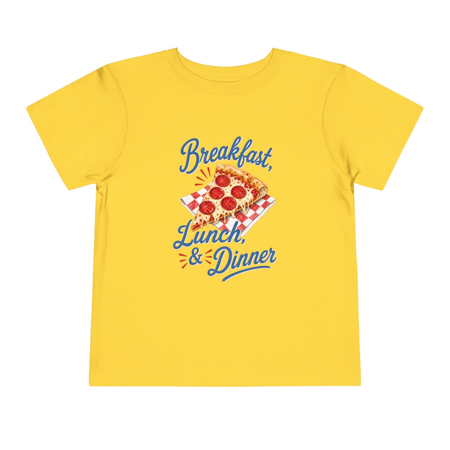 "Breakfast, Lunch & Dinner" Pizza Graphic Toddler Tee