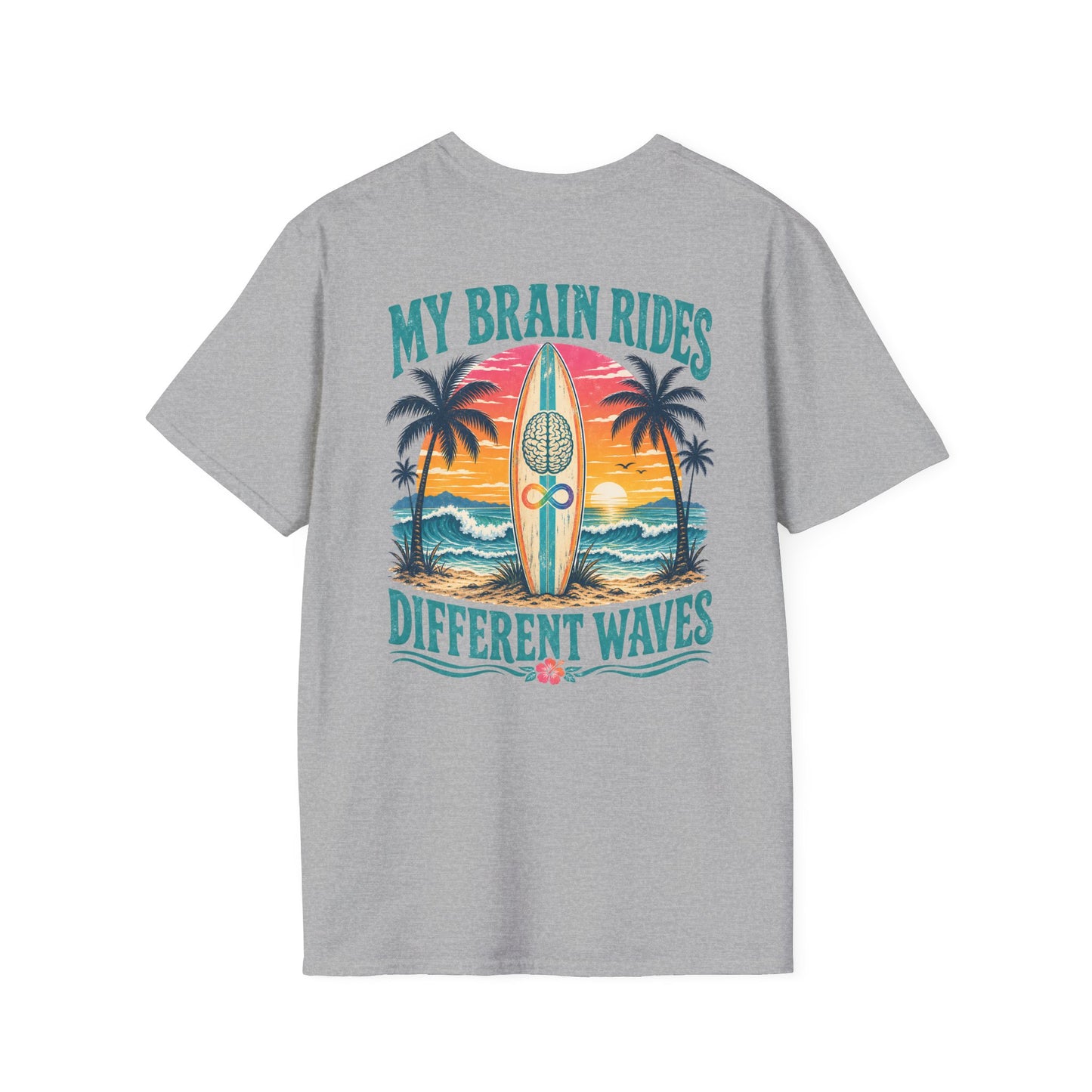 Retro "My Brain Rides Different Waves" Neurodiversity Surf T-Shirt