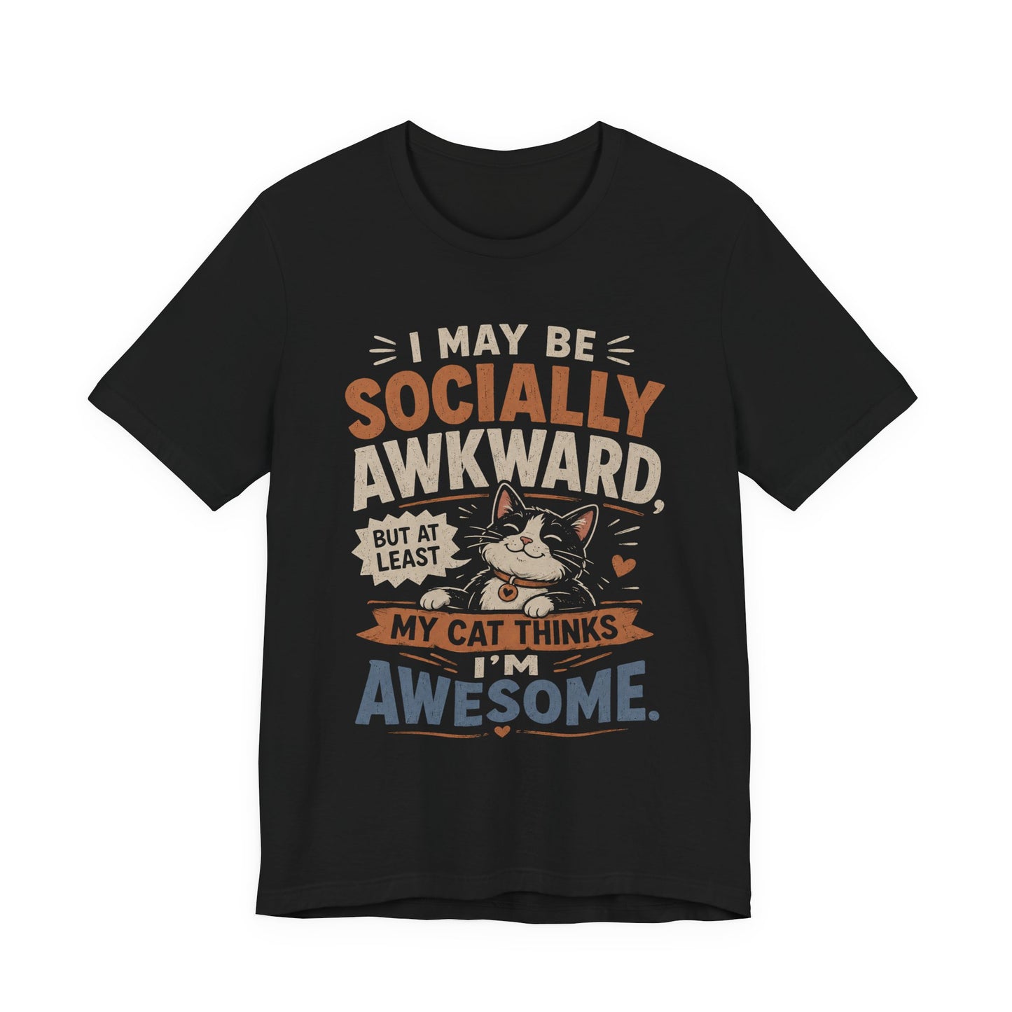 Socially Awkward Cat T-Shirt — Funny Introvert &amp; Cat Lover Tee image