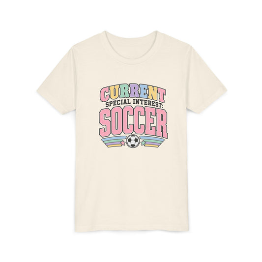 "Current Special Interest: Soccer" Pastel Soccer T-Shirt Youth Tee —