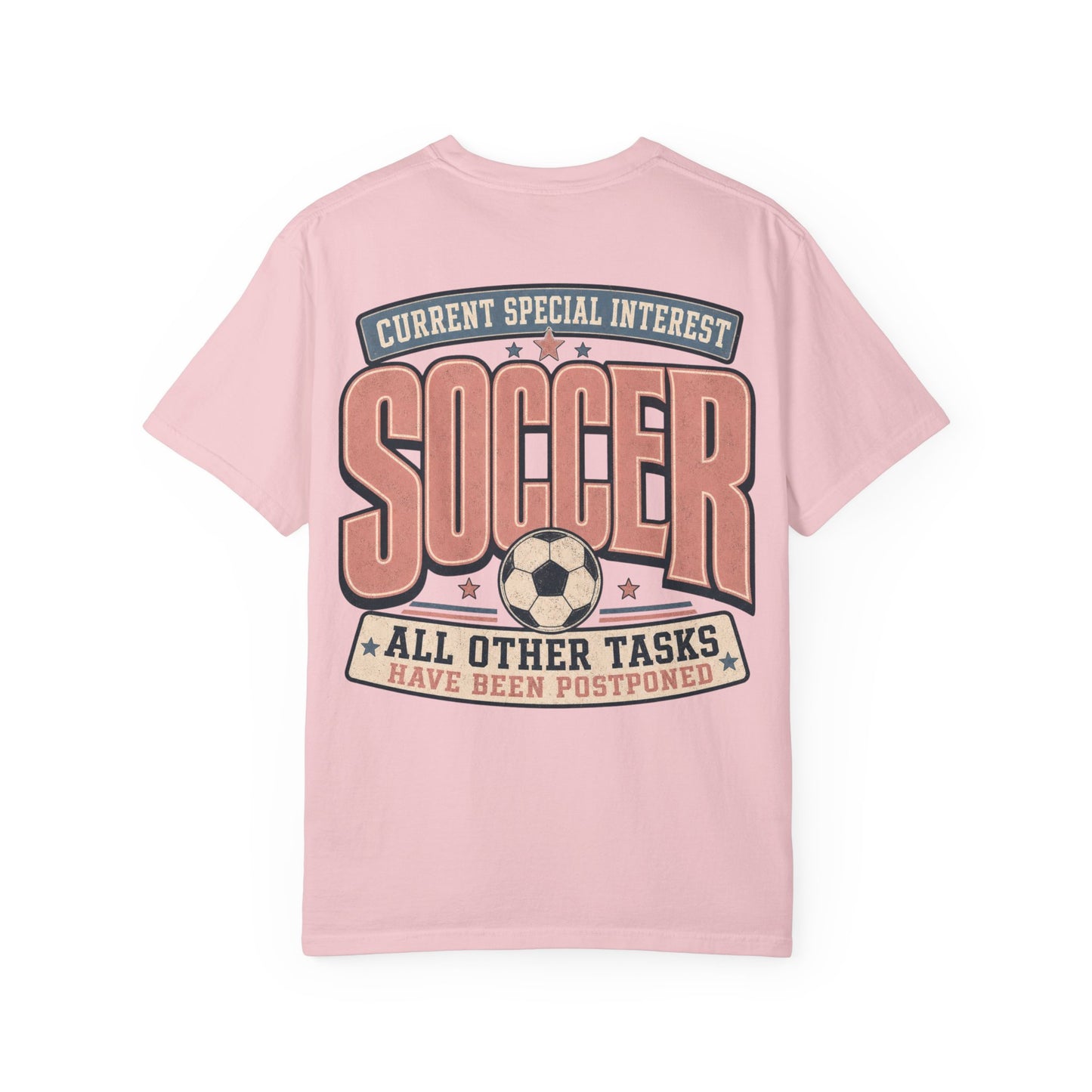 Soccer Graphic T-Shirt — “Current Special Interest: Soccer” Vintage Sports Tee Adult BACK PRINT