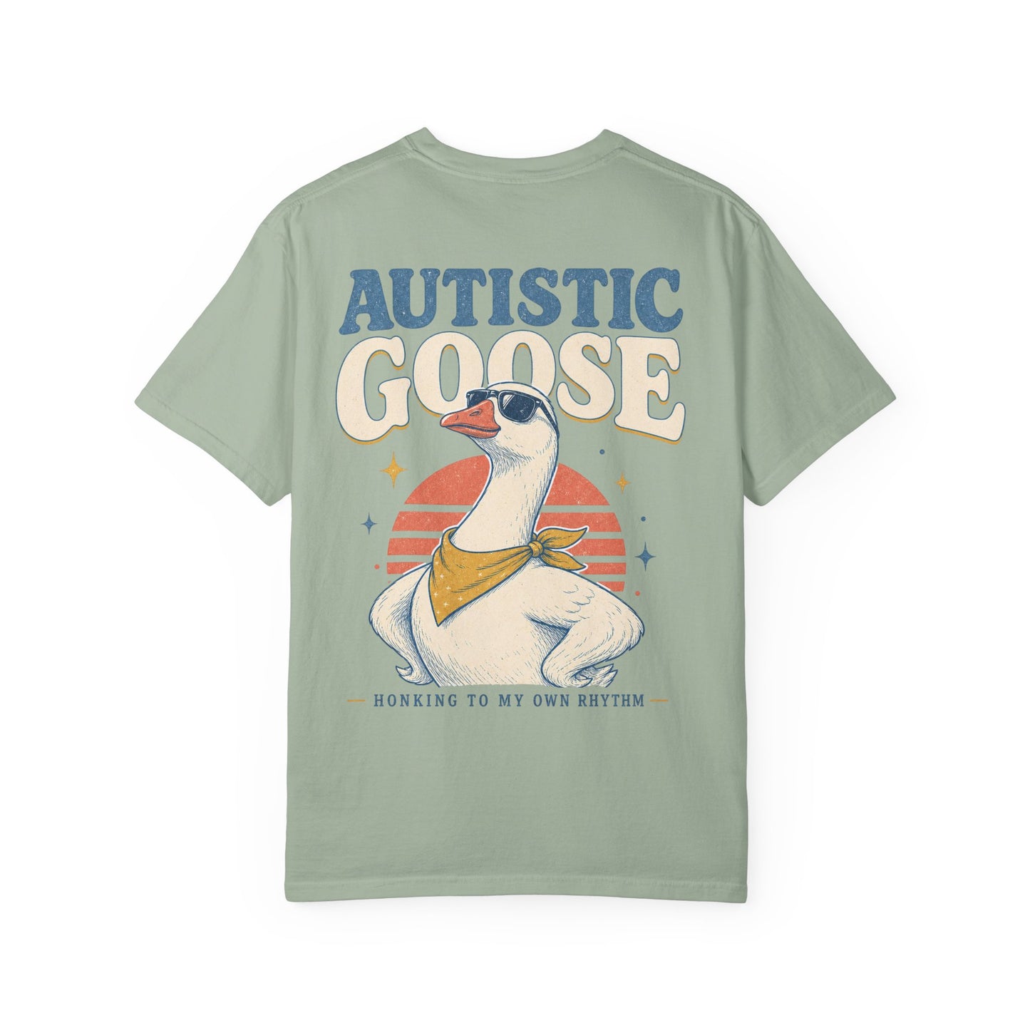 Autistic Silly Goose T-Shirt —BACK PRINT- Retro Silly Goose Design, “Working to My Own Rhythm” Autism Pride Tee