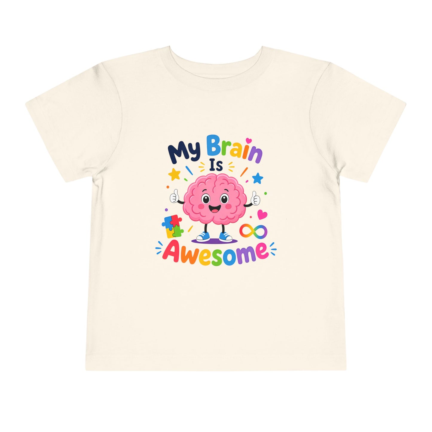 Toddler Tee — "My Brain Is Awesome" Cute Brain Graphic Kids T‑Shirt - Natural, 4T image