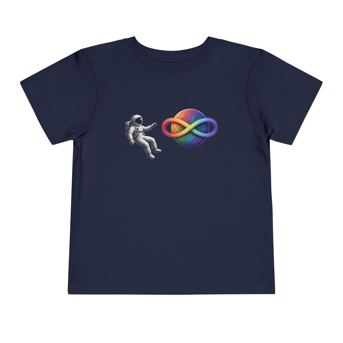 Toddler Tee — Rainbow Infinity Planet & Astronaut Graphic