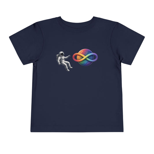 Toddler Tee — Rainbow Infinity Planet & Astronaut Graphic