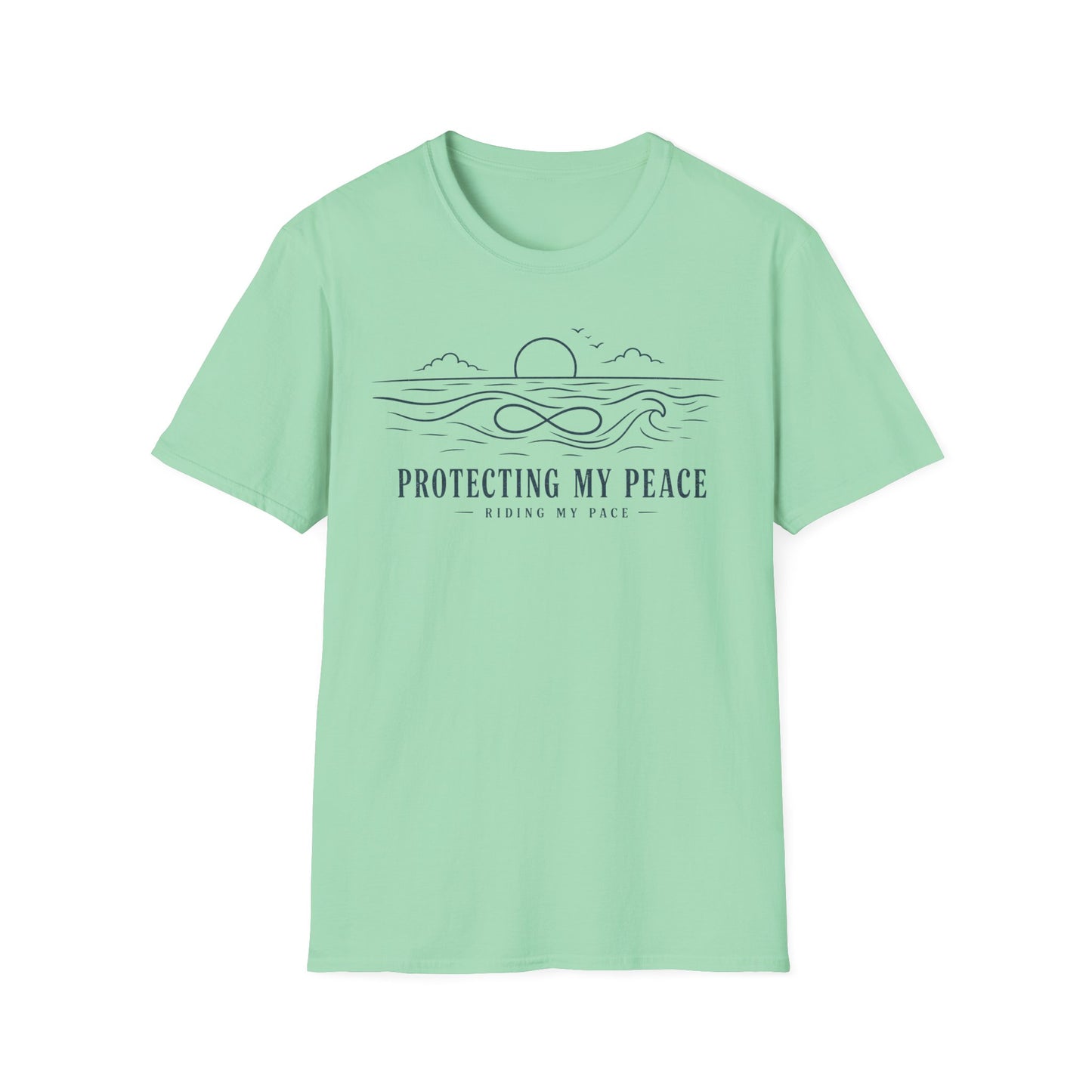 "Protecting My Peace" Ocean Sunset Minimalist Line Art T-Shirt