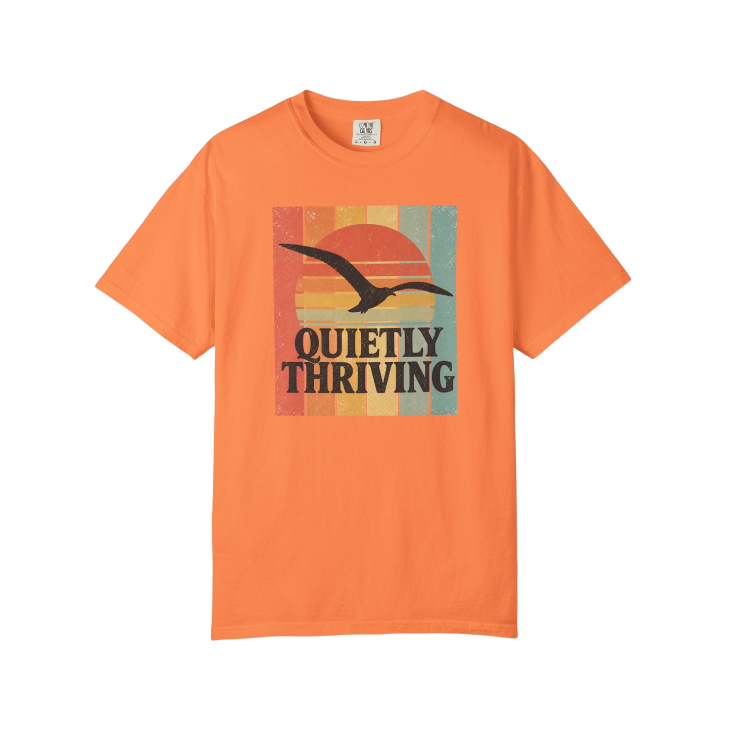 Quietly Thriving T-Shirt — Retro Sunset Seagull Tee