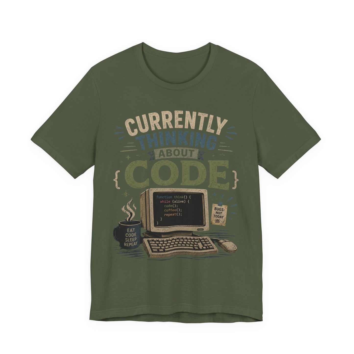 Currently Thinking About Code T-Shirt — Funny Programmer Graphic Tee image 8