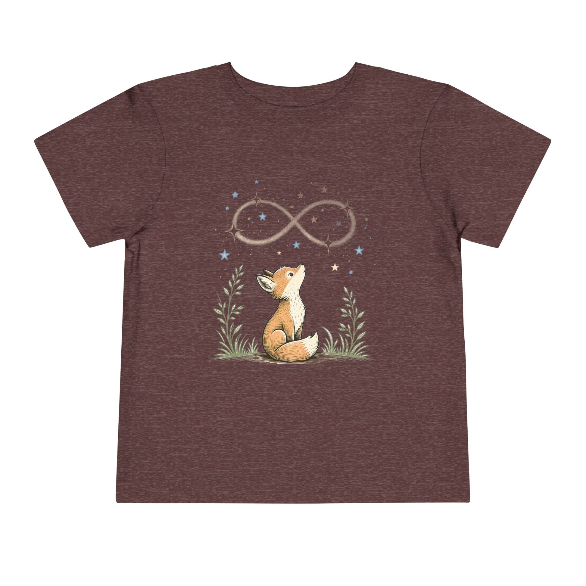 Toddler Tee — Little Fox Gazing at Stars Infinity Design - Heather Maroon, 3T image