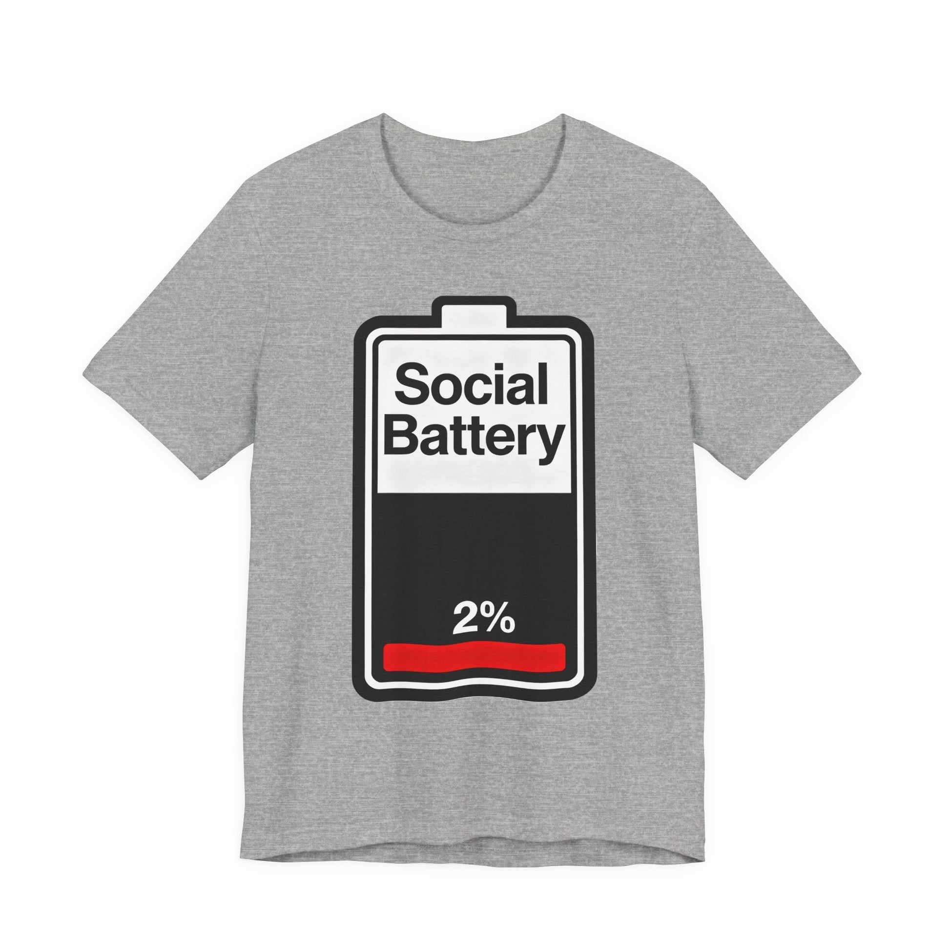 Social Battery 2% T-Shirt — Funny Introvert Low Energy Tee image