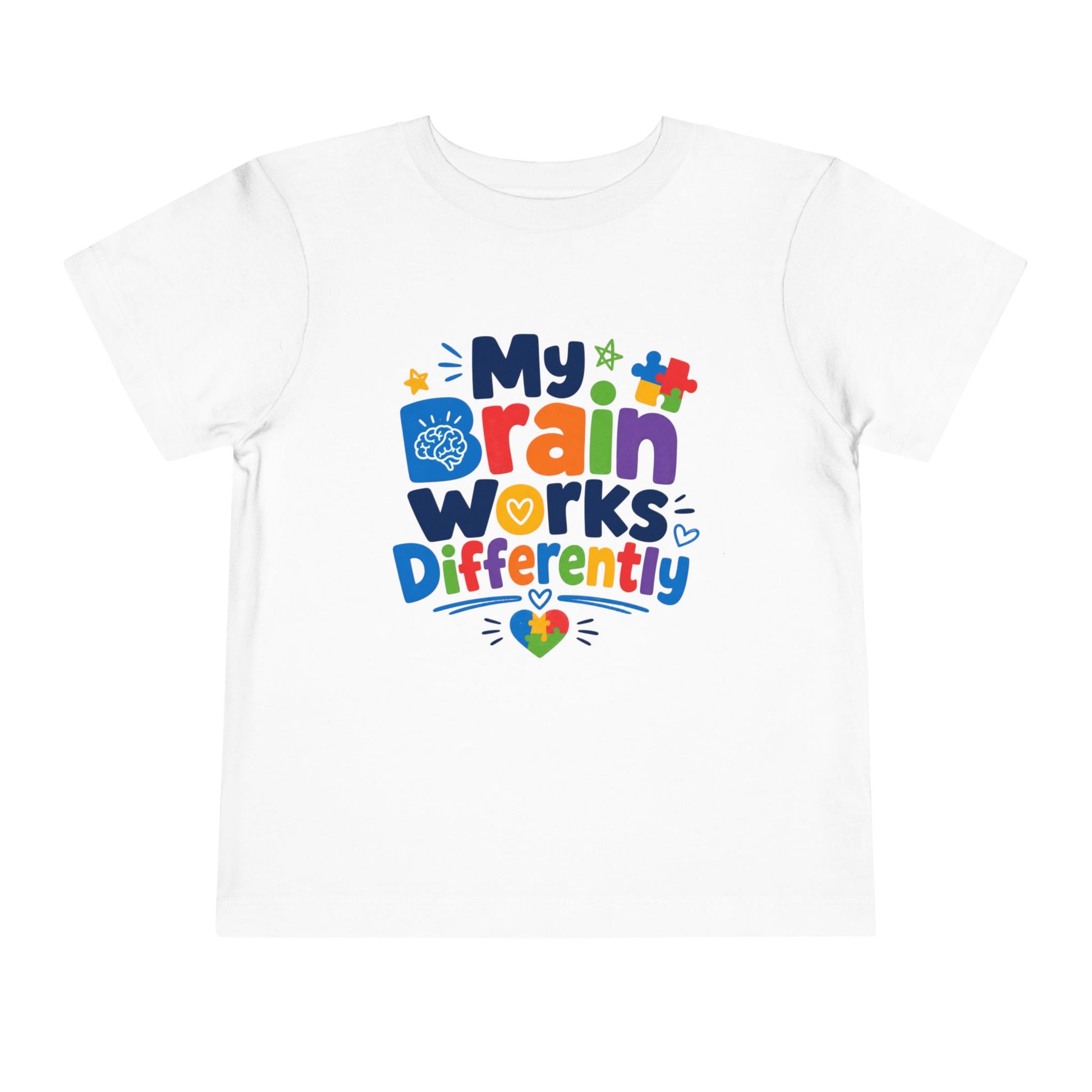 Toddler Tee — "My Brain Works Differently" Autism Awareness Kids Shirt - White, 2T image