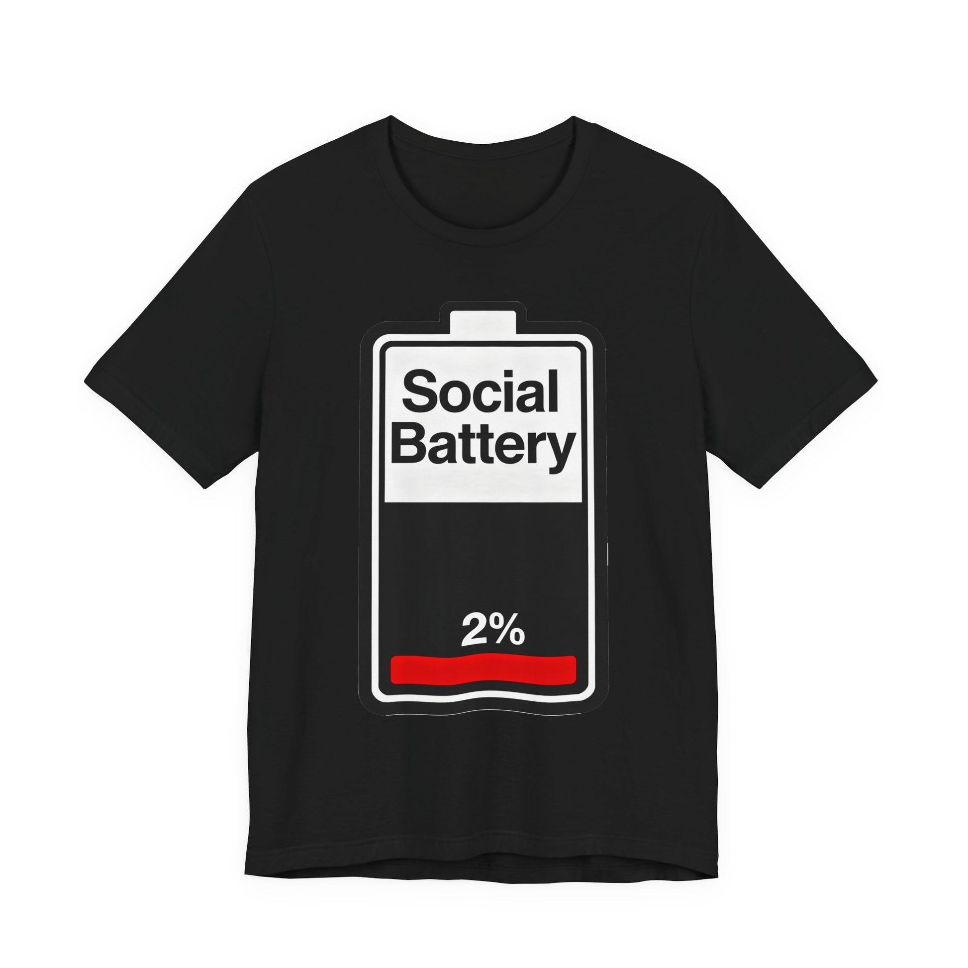 Social Battery 2% T-Shirt — Funny Introvert Low Energy Tee image