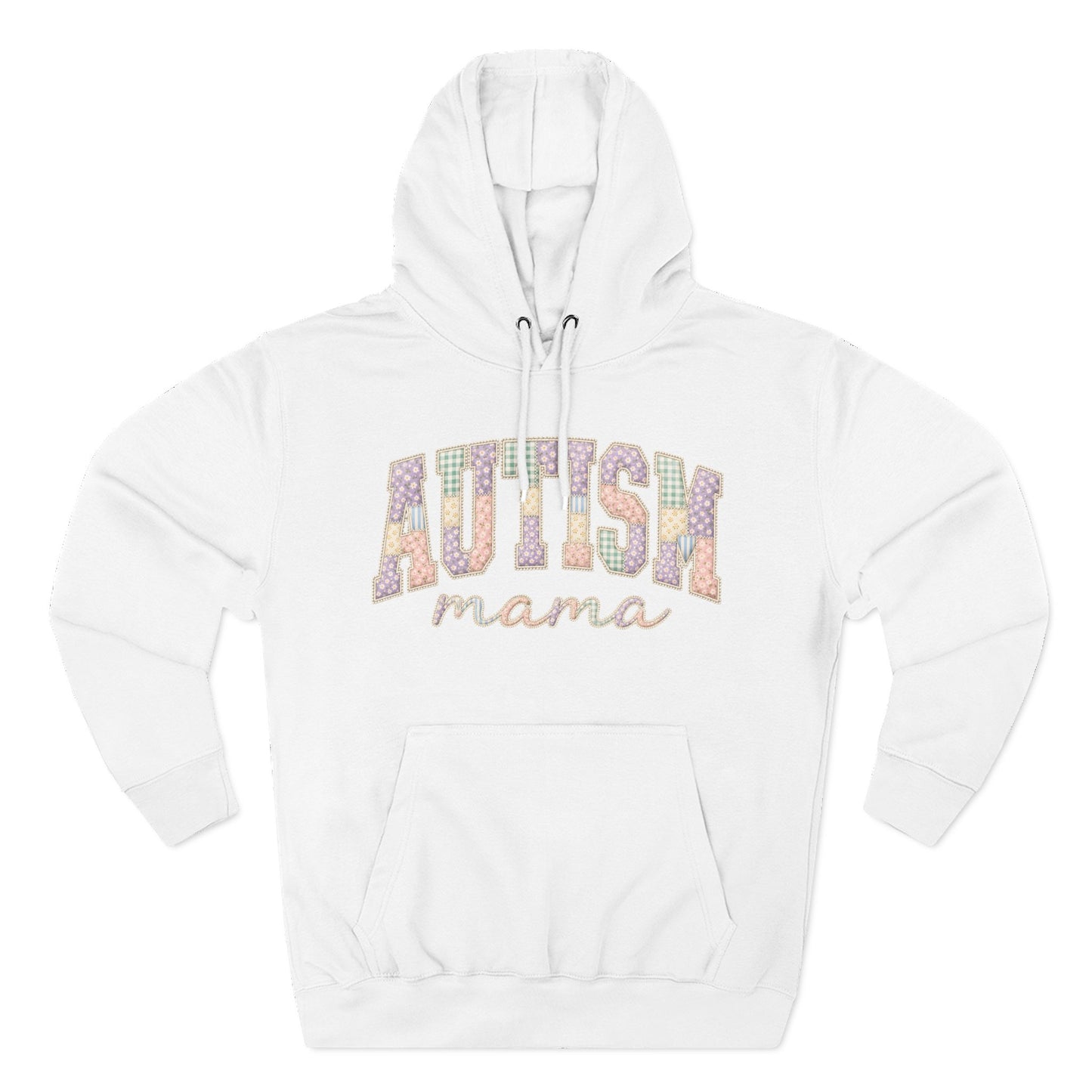 Autism Mama Hoodie — Pastel Patchwork-Pattern Support Sweatshirt - XS, White image
