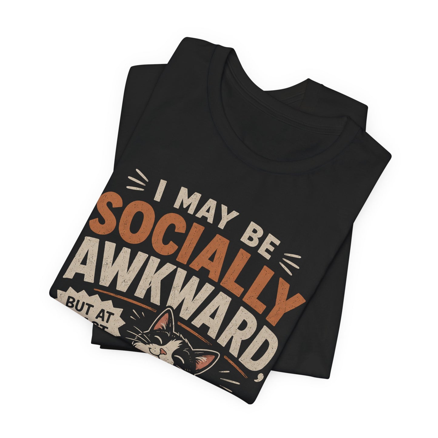Socially Awkward Cat T-Shirt — Funny Introvert &amp; Cat Lover Tee image 1