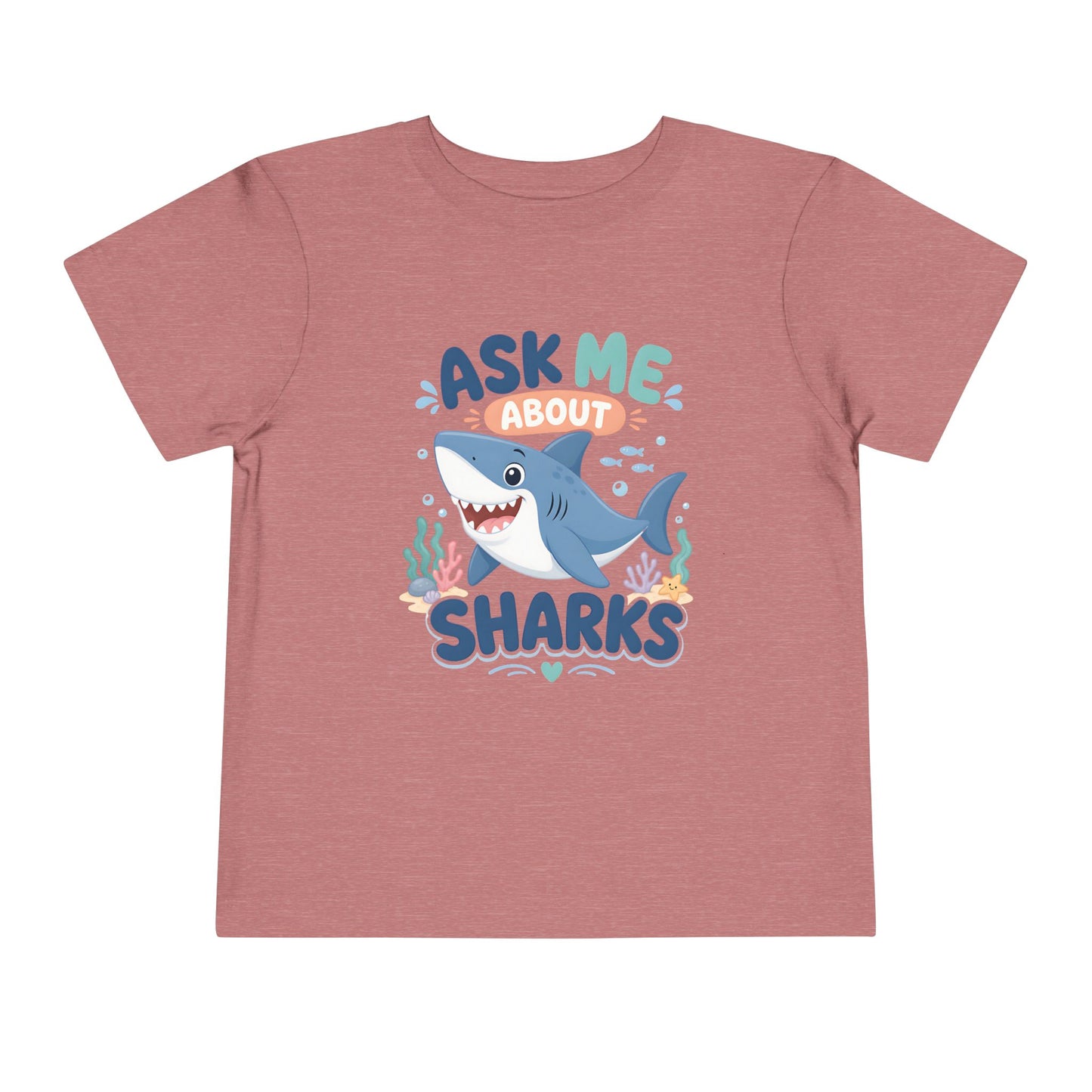 Ask Me About Sharks Toddler Tee - Heather Mauve, 5T image