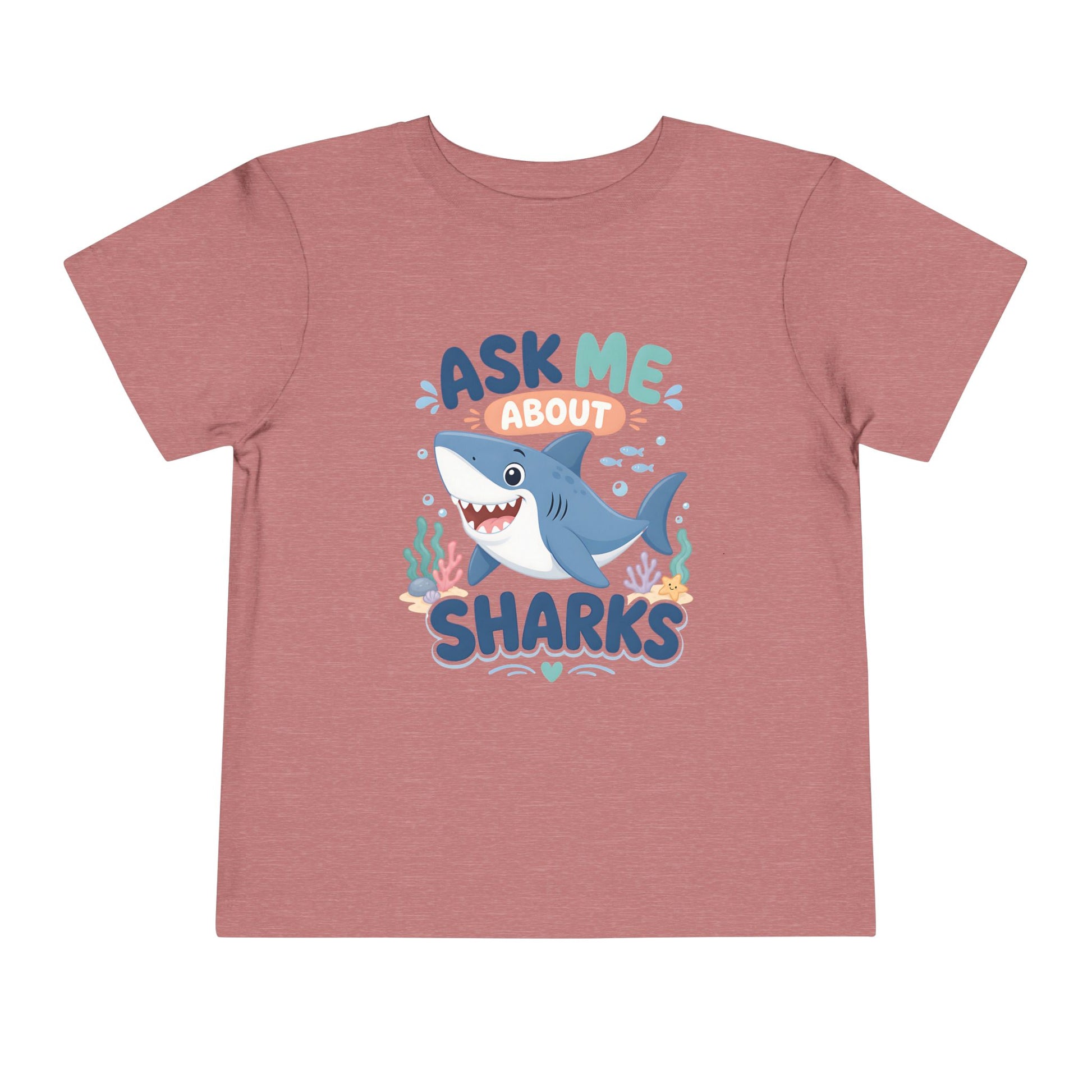 Ask Me About Sharks Toddler Tee - Heather Mauve, 5T image