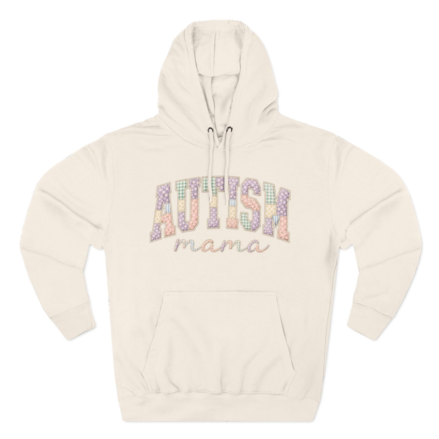 Autism Mama Hoodie — Pastel Patchwork-Pattern Support Sweatshirt - 2XL, Sandshell image