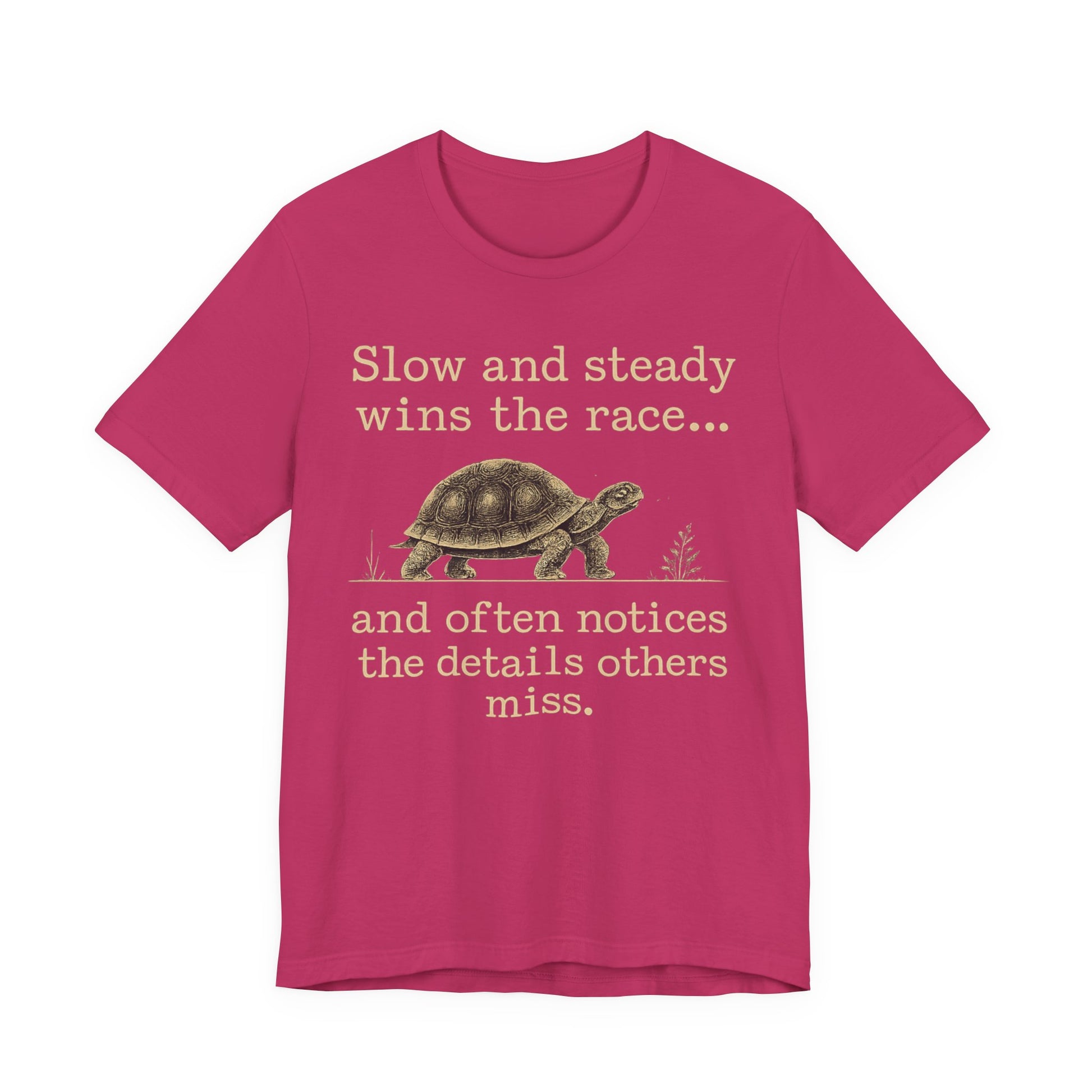 Slow and Steady Wins the Race T-Shirt — Detail-Oriented Turtle Graphic Tee image