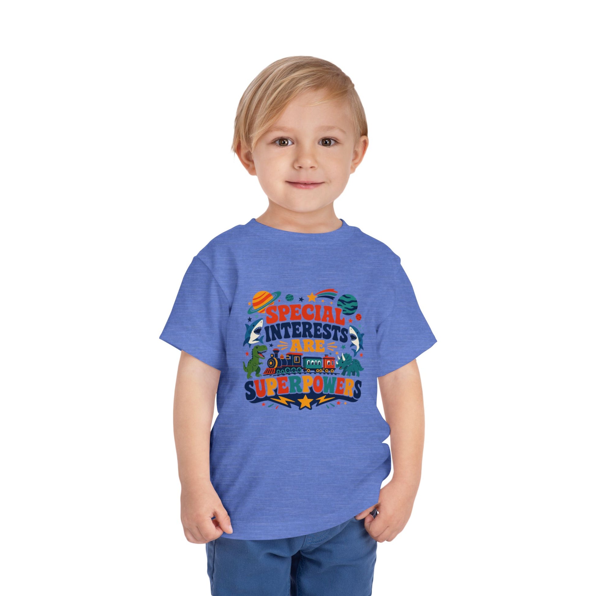 Toddler Tee — “Special Interests Are Superpowers” Colorful Space &amp; Dino Graphic image 13