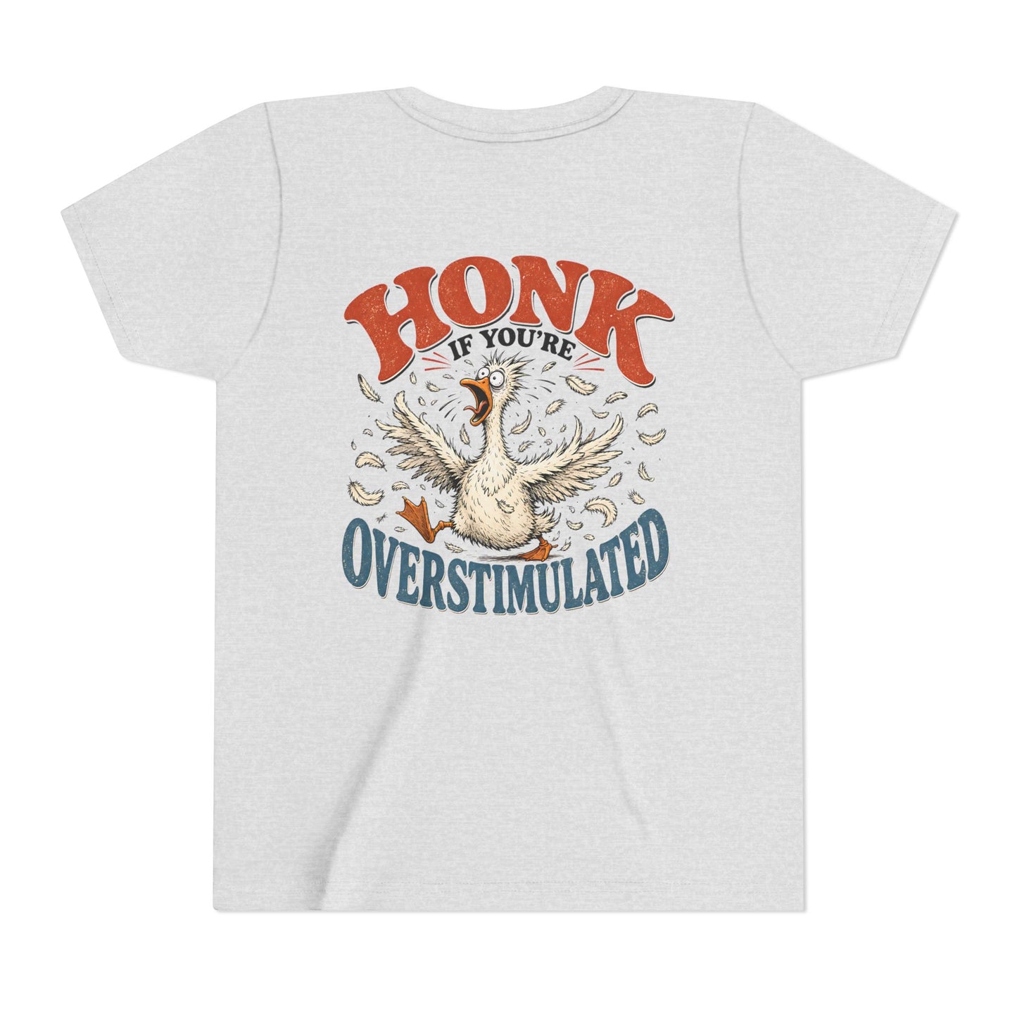 Youth Tee — "Honk If You’re Overstimulated" Silly Goose Graphic BACK PRINT