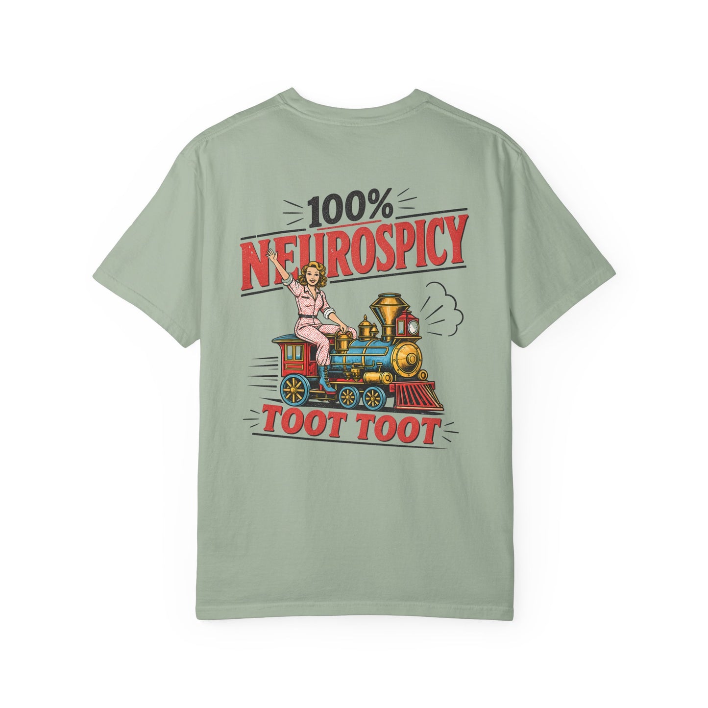 100% Neurospicy T-Shirt — Vintage Train 'Toot Toot' Graphic Tee BACK PRINT