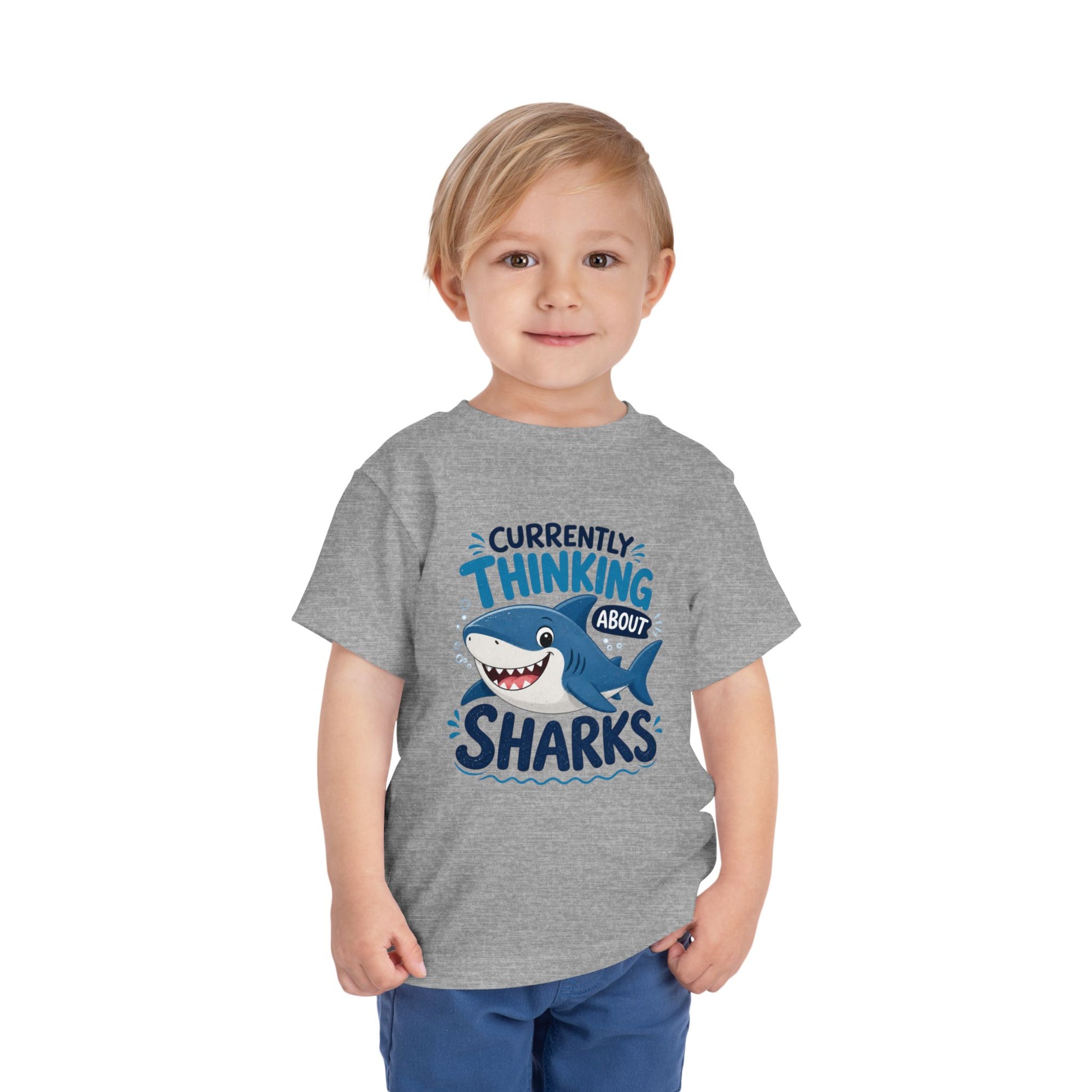 Toddler Tee — "Currently Thinking About Sharks" Cute Shark Graphic Shirt image 13