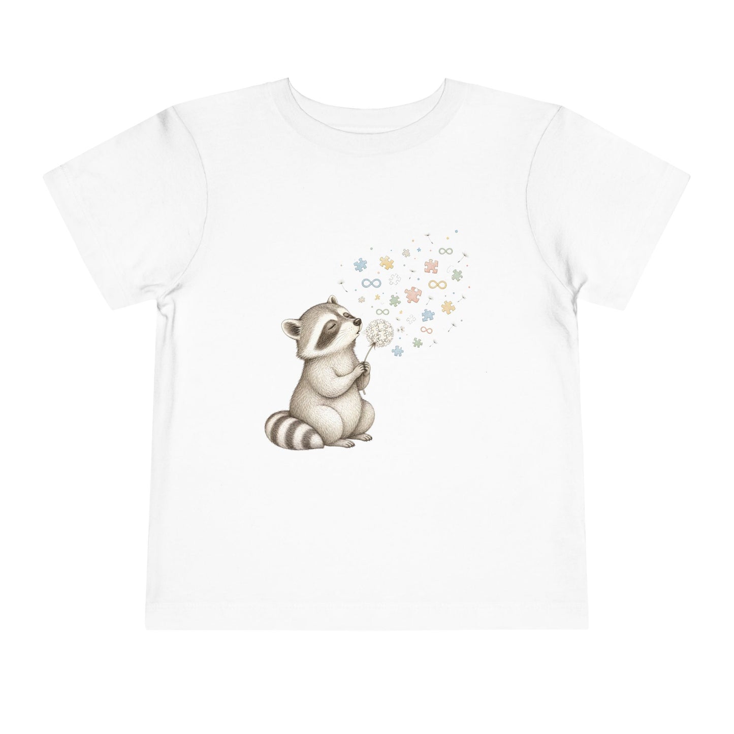 Toddler Tee — Cute Raccoon Blowing Bubbles Graphic Shirt for Kids - White, 4T image