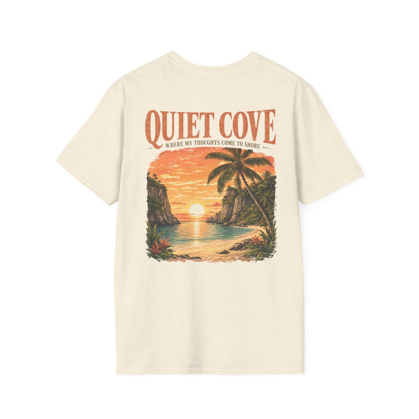 "Quiet Cove" Retro Palm Tree Coastal Sunset Graphic T-Shirt