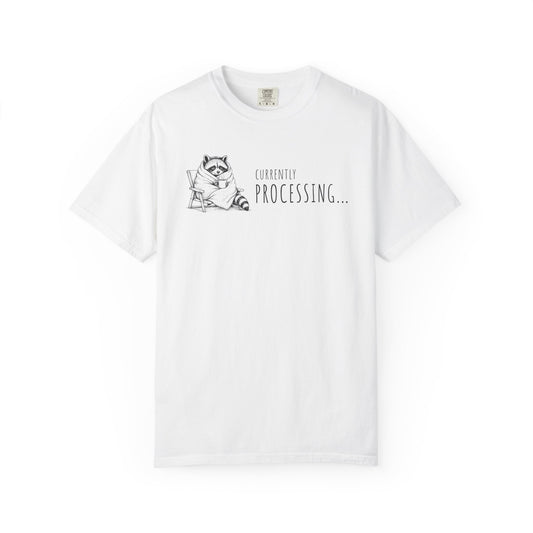 "Currently Processing..." Raccoon Graphic Tee