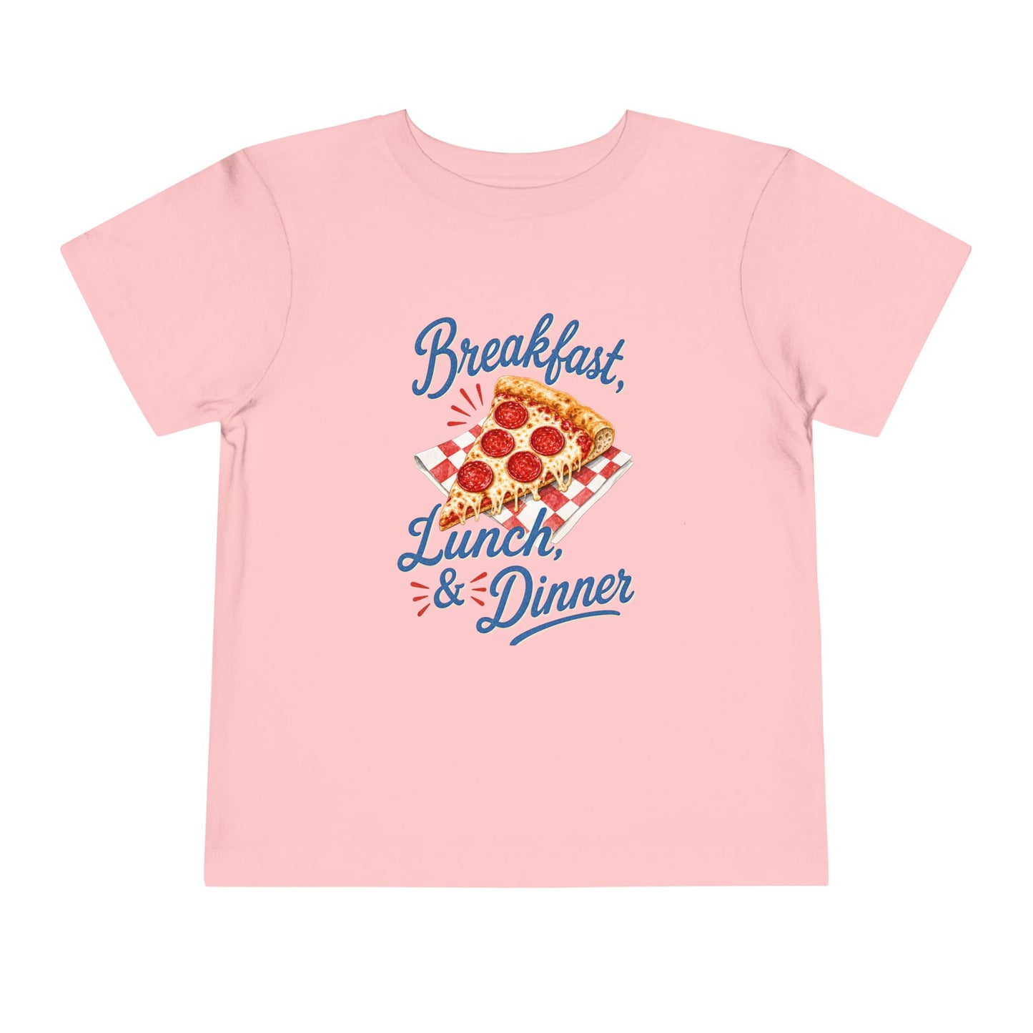 "Breakfast, Lunch & Dinner" Pizza Graphic Toddler Tee