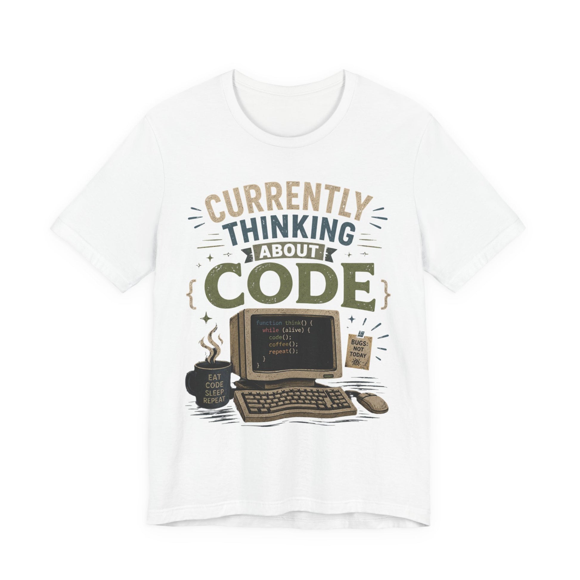 Currently Thinking About Code T-Shirt — Funny Programmer Graphic Tee image