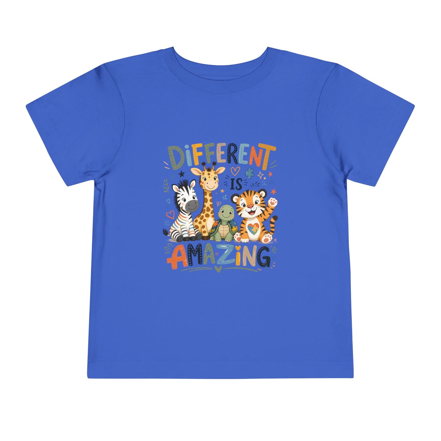 Different Is Amazing Toddler Shirt — Autism Awareness Kids Tee - True Royal, 3T image