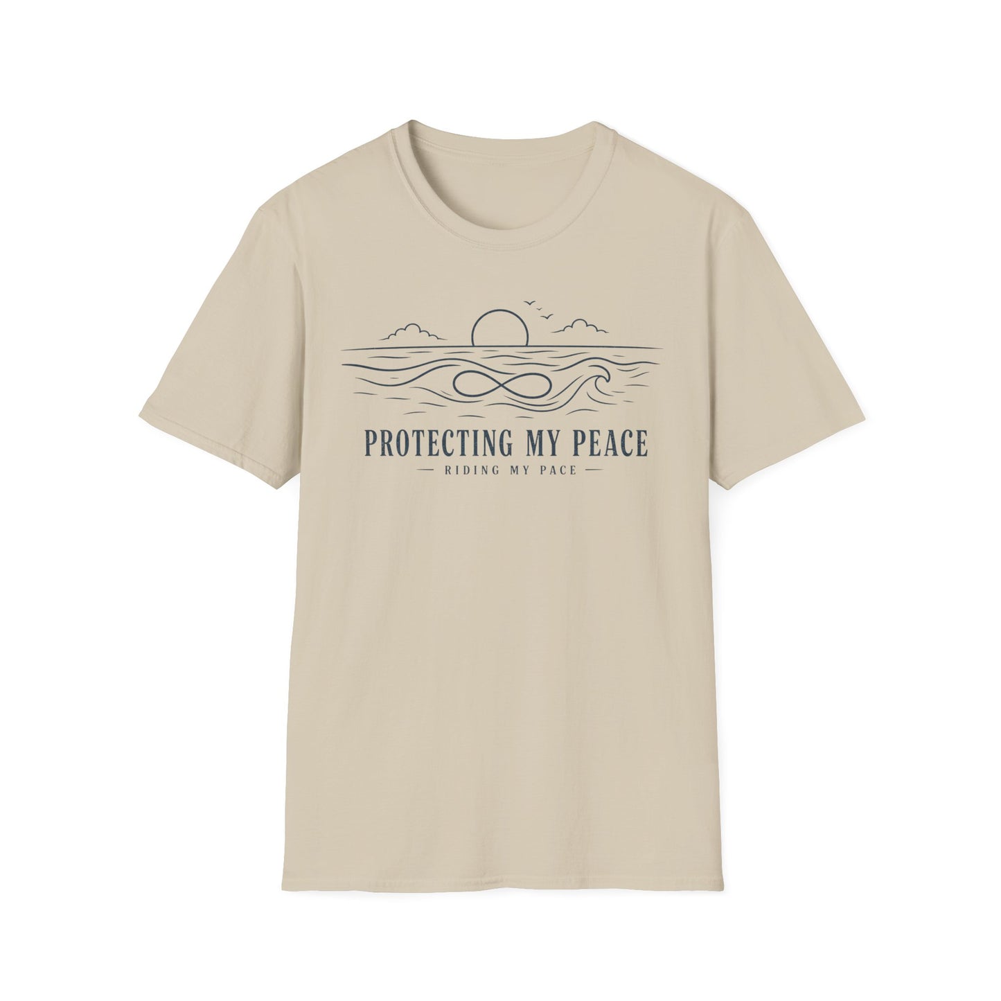 "Protecting My Peace" Ocean Sunset Minimalist Line Art T-Shirt