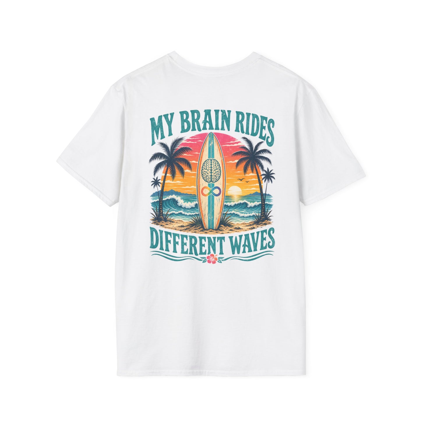 Retro "My Brain Rides Different Waves" Neurodiversity Surf T-Shirt