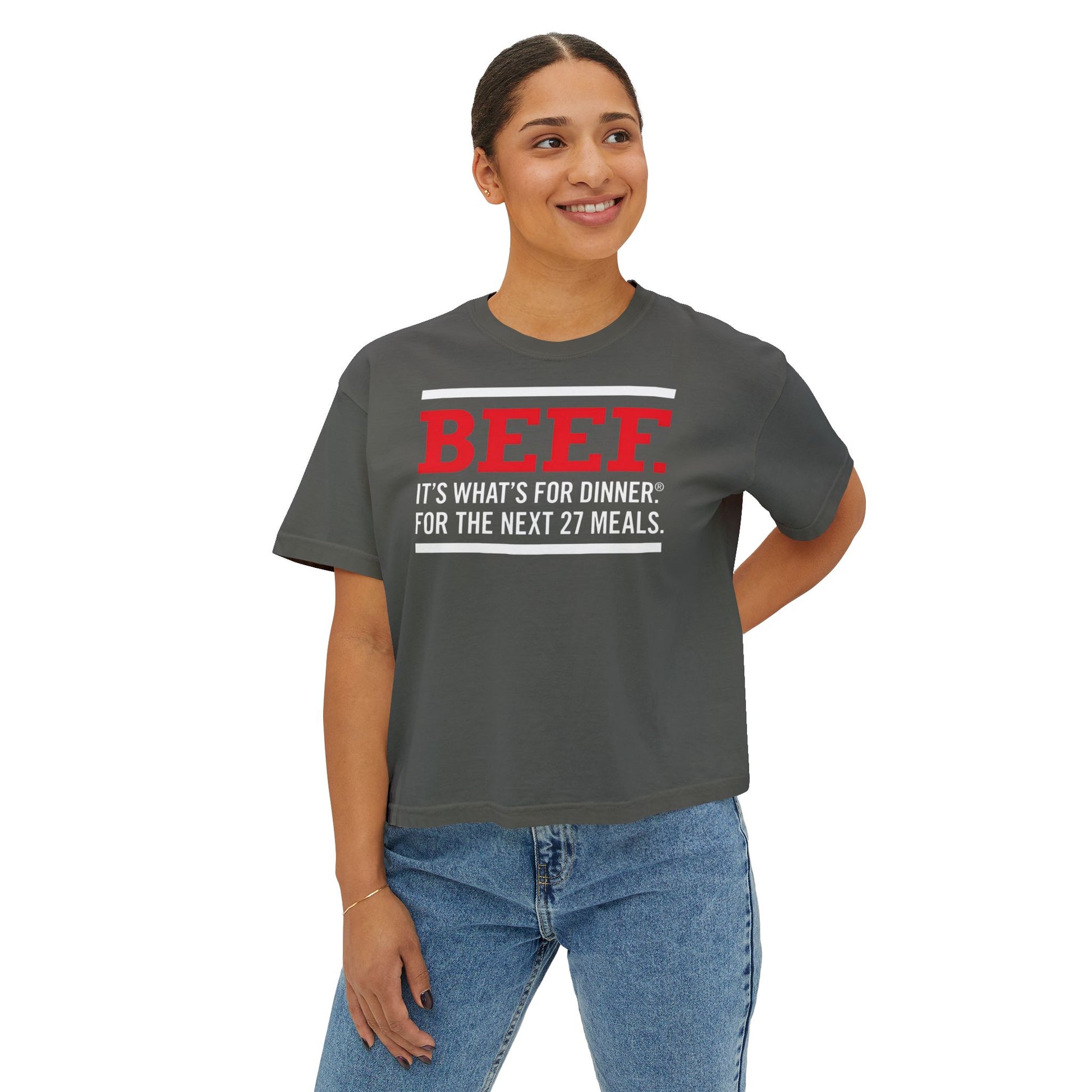 Beef: It's What's For Dinner Funny Graphic Boxy Tee - Autistic Routine image 1