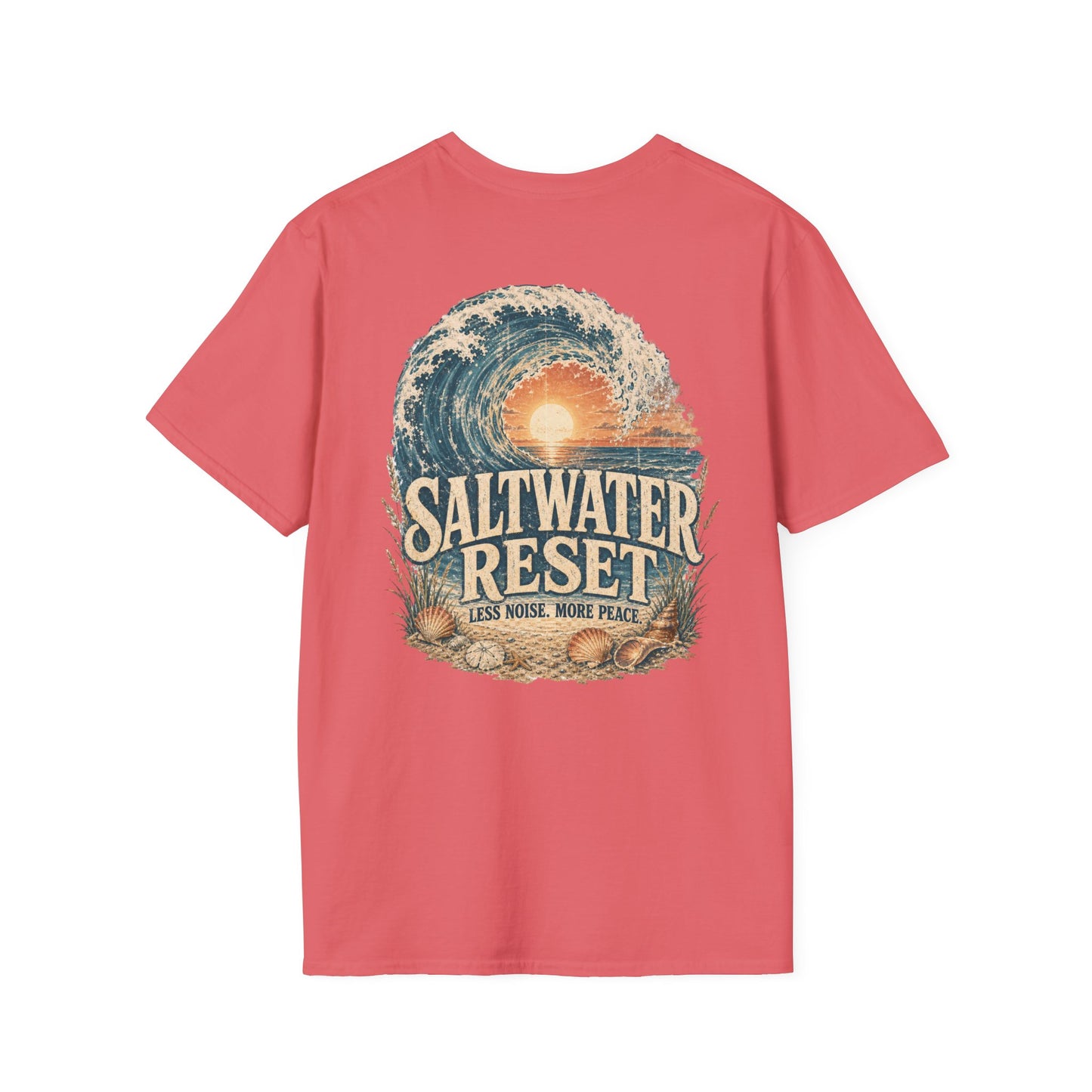 "Saltwater Reset" Retro Ocean Barrel Wave Sunset Graphic T-Shirt
