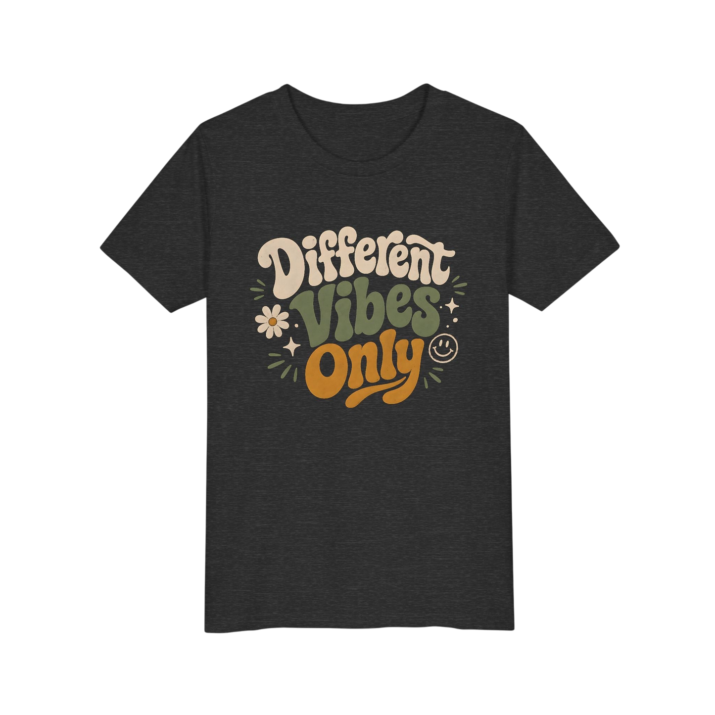 Youth Tee — "Different Vibes Only" Retro Flower Kids T-Shirt