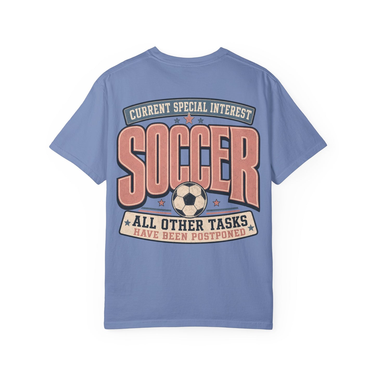 Soccer Graphic T-Shirt — “Current Special Interest: Soccer” Vintage Sports Tee Adult BACK PRINT