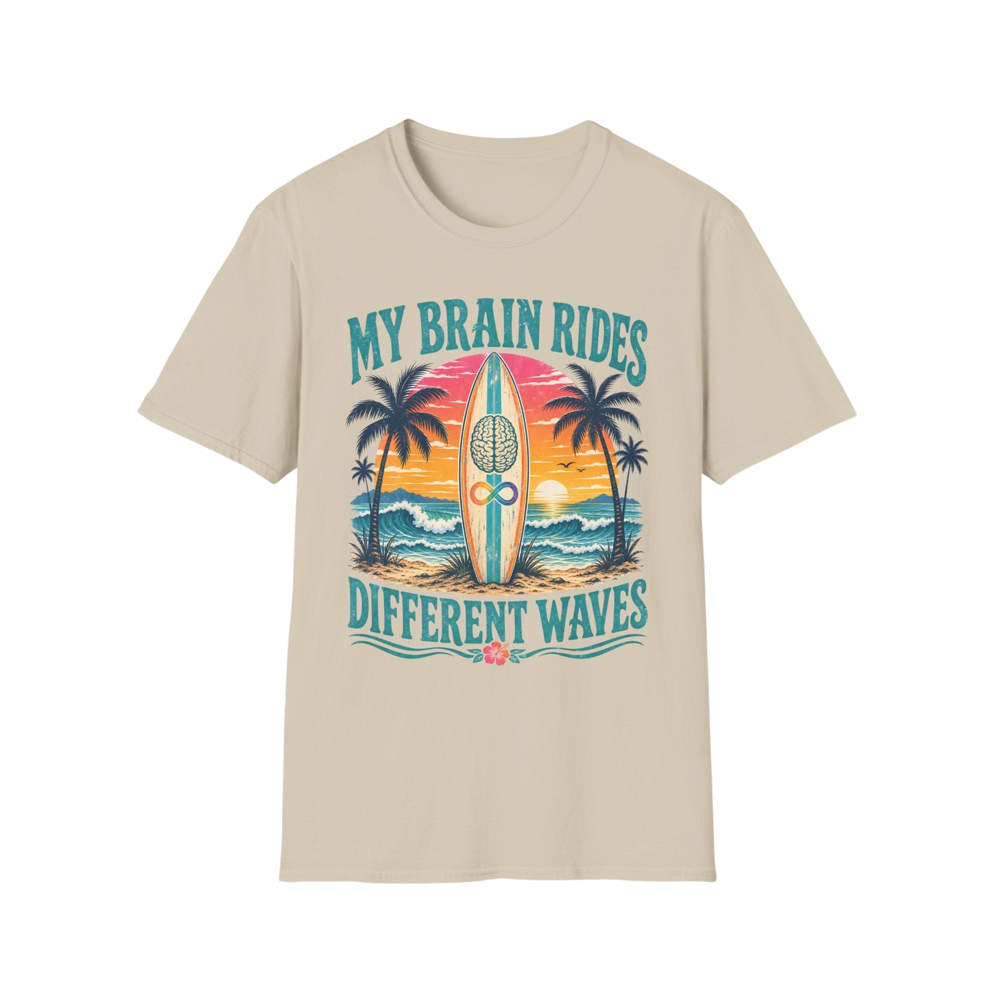 Graphic T-Shirt — "My Brain Rides Different Waves" Surf Retro Tee
