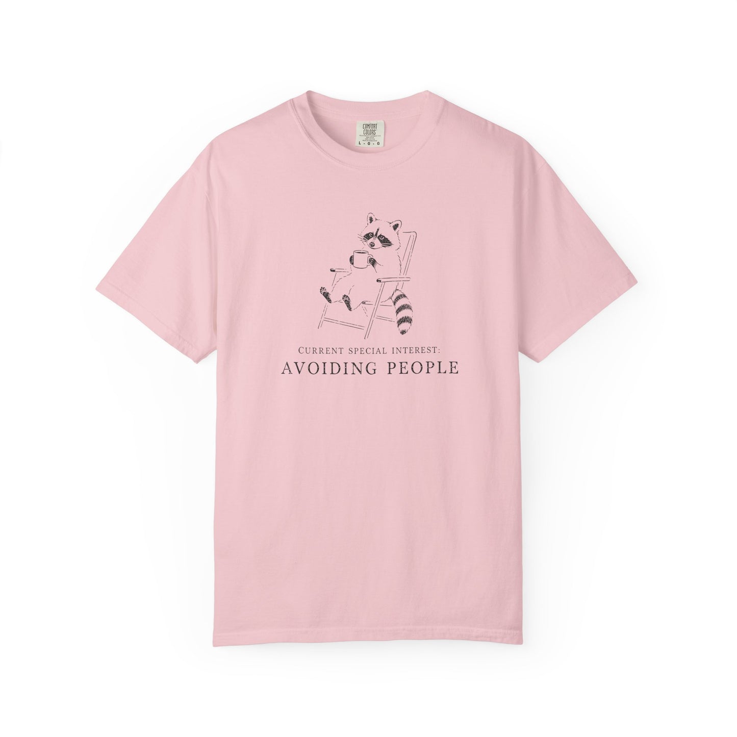 Avoiding People Raccoon T-Shirt — Funny Introvert Graphic Tee with Relaxed Loungewear Vibe