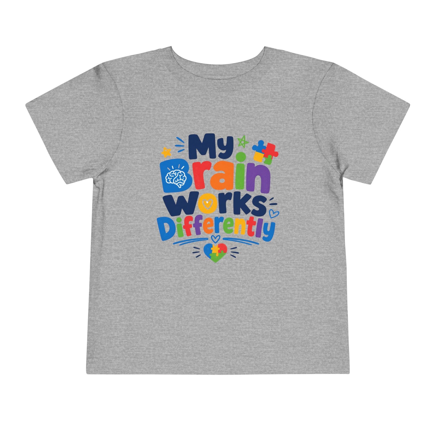 Toddler Tee — "My Brain Works Differently" Autism Awareness Kids Shirt - Athletic Heather, 5T image