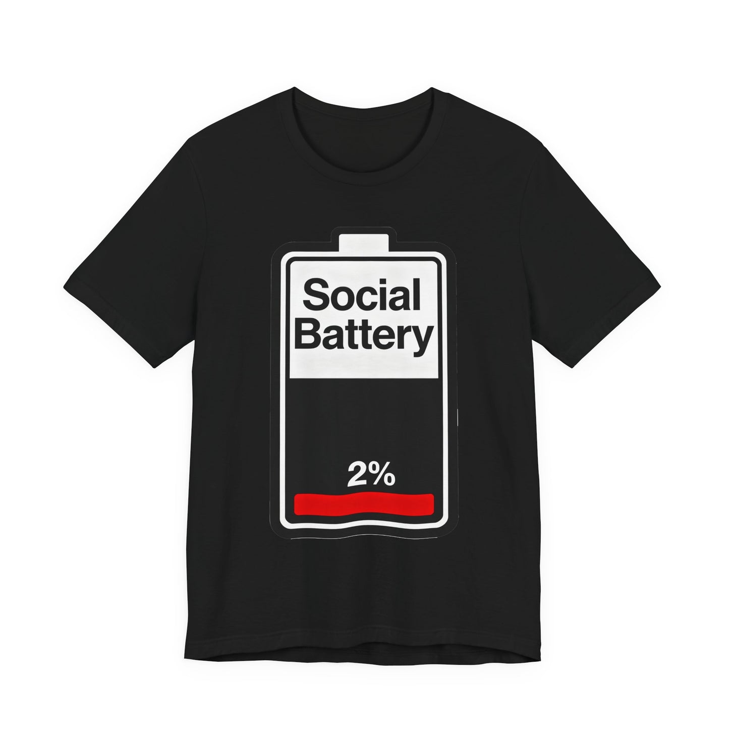 Social Battery 2% T-Shirt — Funny Introvert Low Energy Tee image