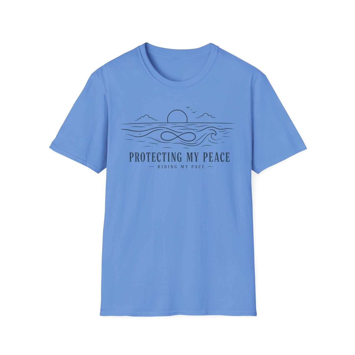 "Protecting My Peace" Ocean Sunset Minimalist Line Art T-Shirt