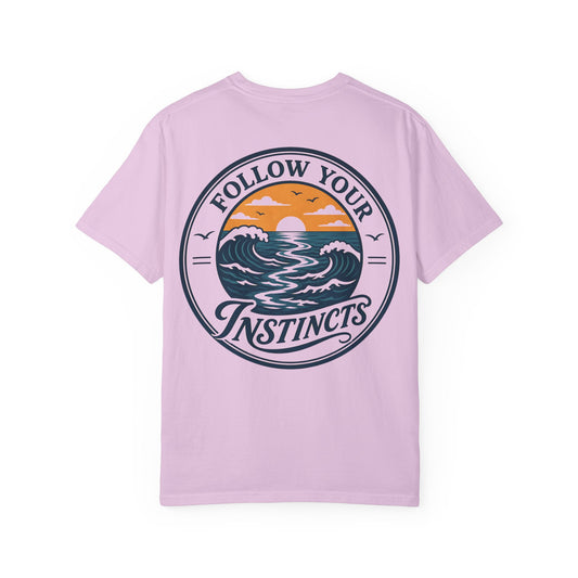 "Follow Your Instincts" Ocean Sunset Graphic Tee Shirt