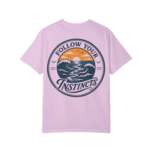 "Follow Your Instincts" Ocean Sunset Graphic Tee Shirt